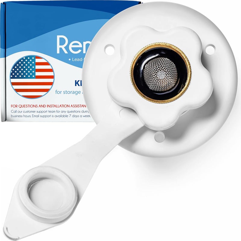 Renator RV Water Inlet Connection. RV City Water Inlet With Check Valve. Inlet Hose Connector. Hose Flange Hookup For RV Camper (white). - Image 1